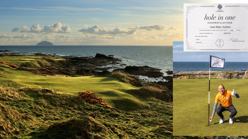 Jean-Marc Autiero célèbre son trou-en-un à Turnberry