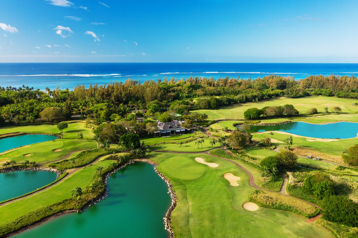 Vue aérienne du Château Golf Course à Bel Ombre, Île Maurice