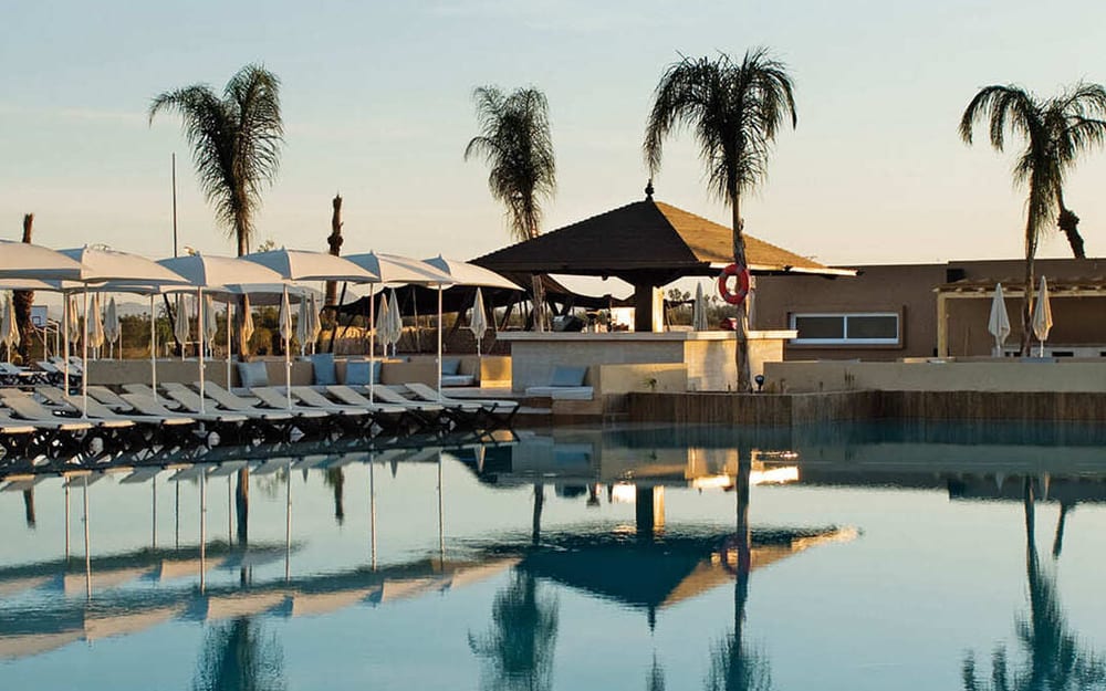 Piscine et palmiers du Riu Tikida Palmeraie à Marrakech