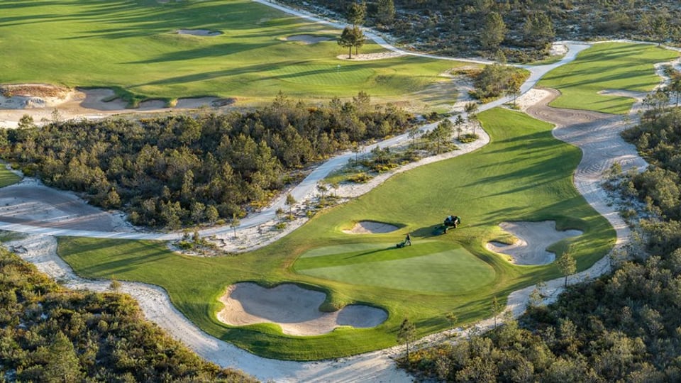 Vue aérienne du parcours Torre à Terras da Comporta, entre dunes et pinède