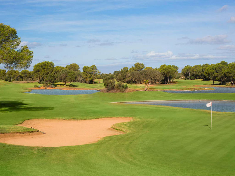 Lac et bunkers et Forêt du parcours de golf