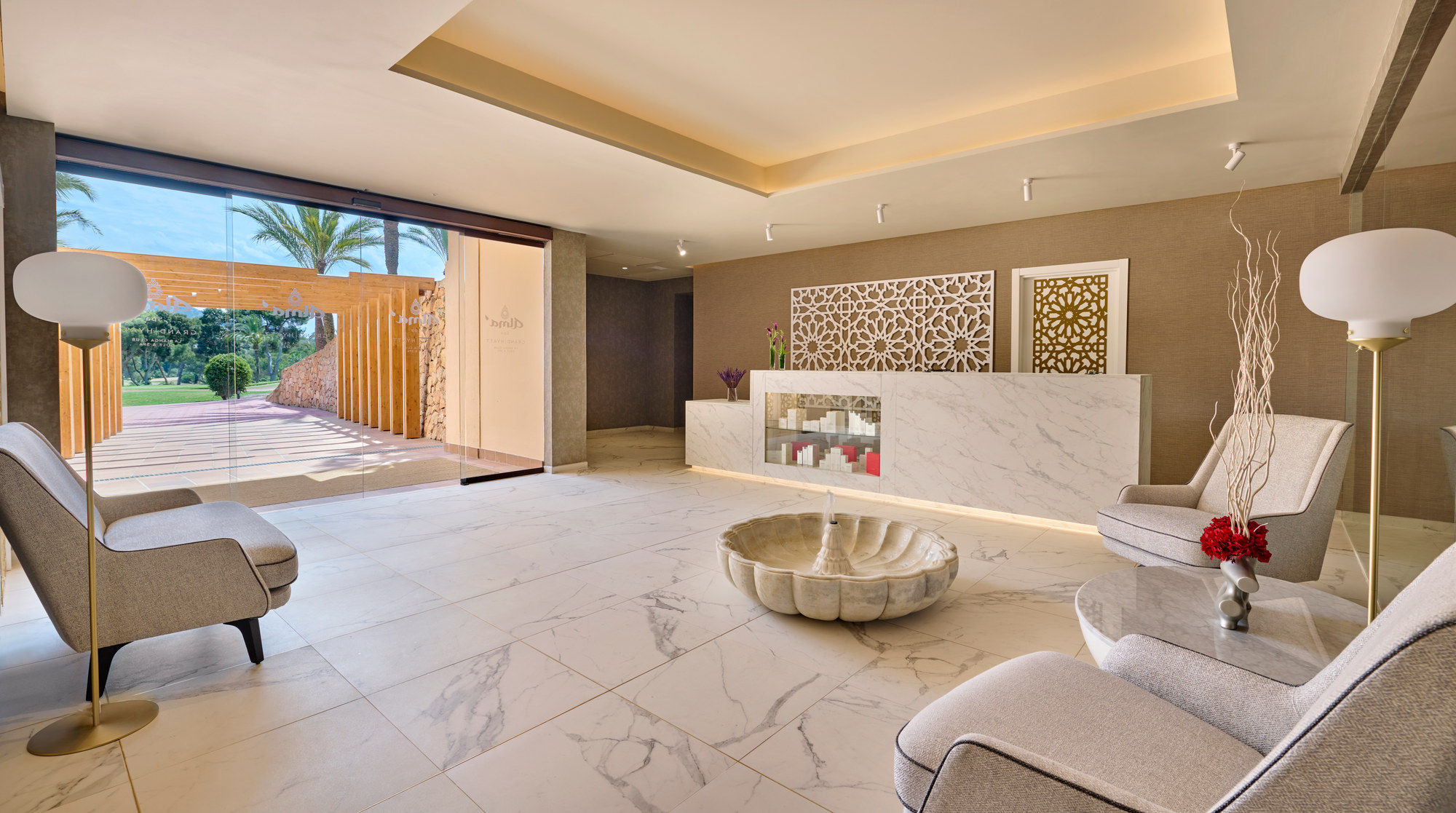 Espace d’accueil du spa du Grand Hyatt La Manga Club