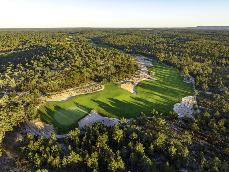Green et bunkers vus du ciel — Dunas Course