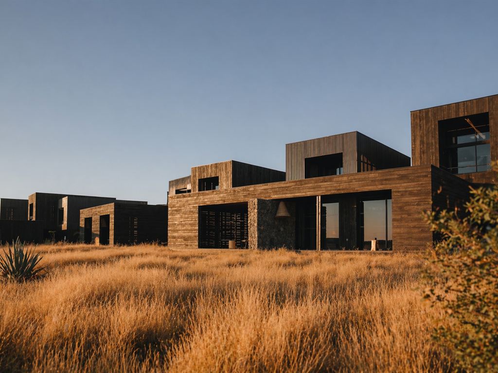 Bâtiment bois face à la savane